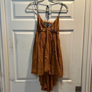 Free People Rusty Orange Strappy Mini Dress